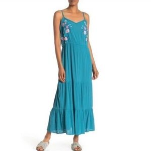- Kelly Renee Maxi Dress Boho Floral Embroidered Peasant Slip Multi Tier dress